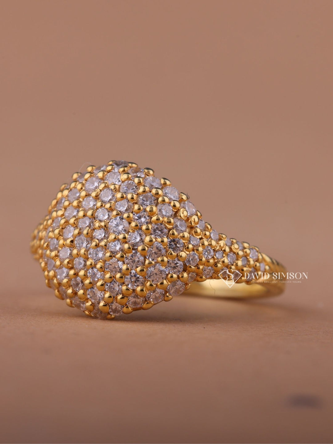 Round Cut Moissanite Diamond Dome Engagement Ring