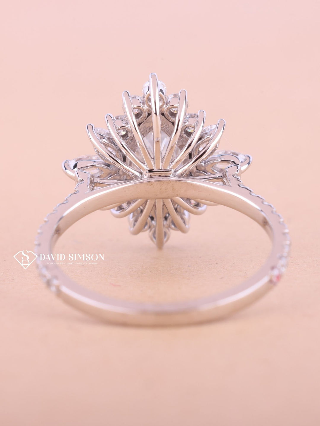 1.50CT-2.50CT Marquise Cut Moissanite Halo Cluster Diamond Engagement Ring