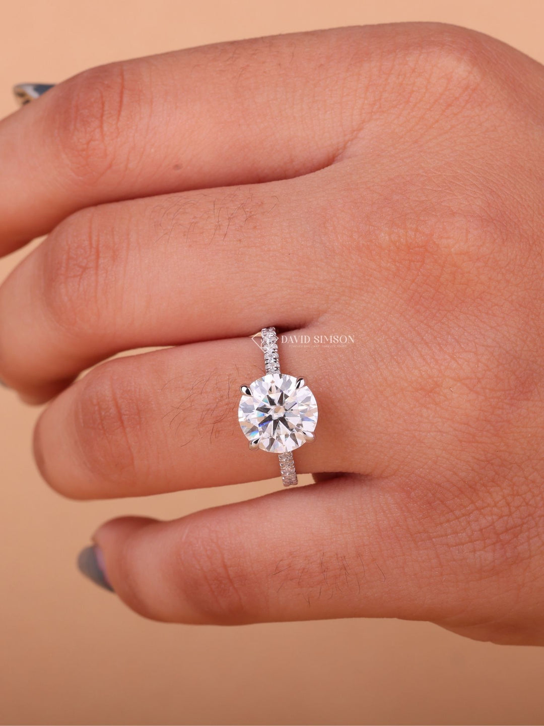 2.50CT-3.50CT Round Cut Moissanite Diamond Hidden Halo Engagement Ring