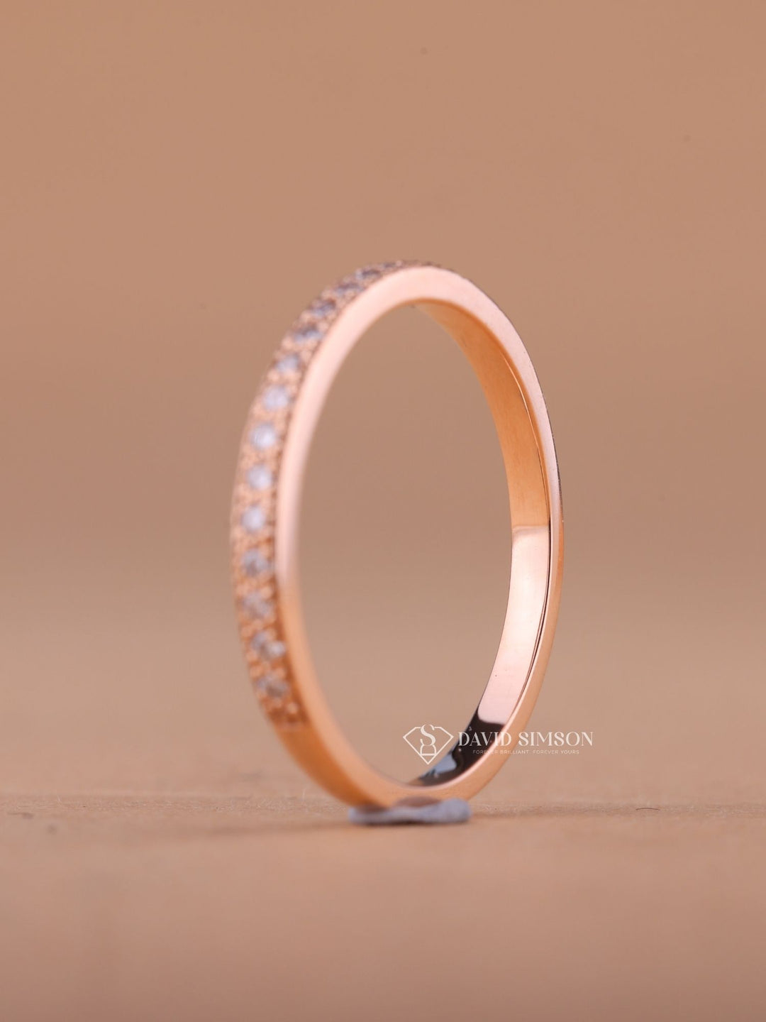 Round Cut Moissanite Diamond Half Eternity Wedding Band for Her