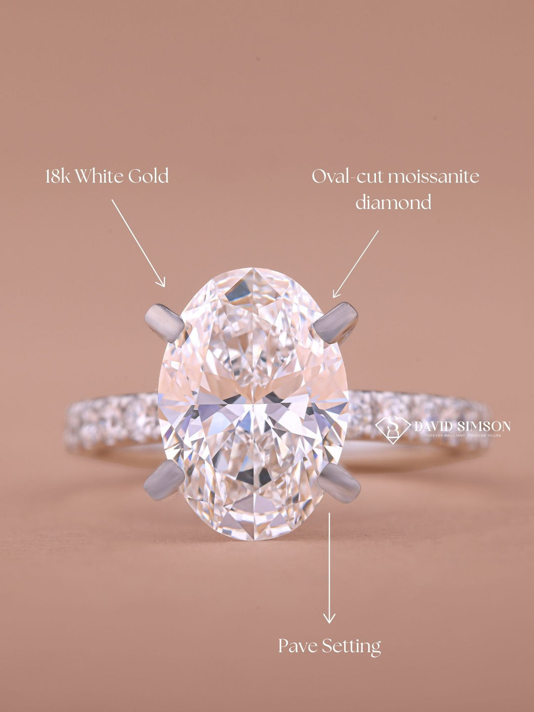 2.0CT-3.0CT Oval Cut Moissanite Diamond Pave Engagement Ring