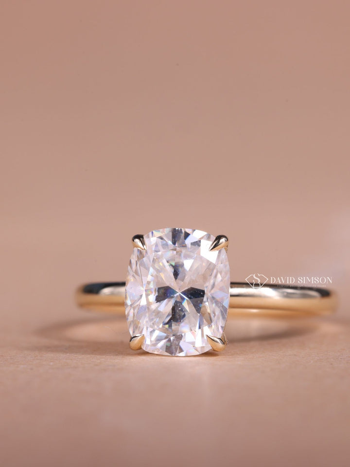 2.0CT-3.0CT Cushion Cut Moissanite Hidden Halo Diamond Engagement Ring