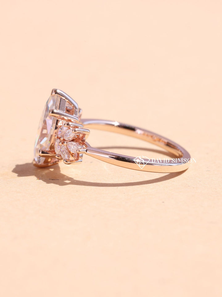 1.50CT-2.50CT Marquise Cut Moissanite Diamond Cluster Engagement Ring