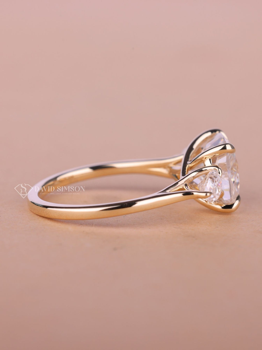 2.50CT-3.50CT Cushion Cut Moissanite Diamond Trilogy Engagement Ring