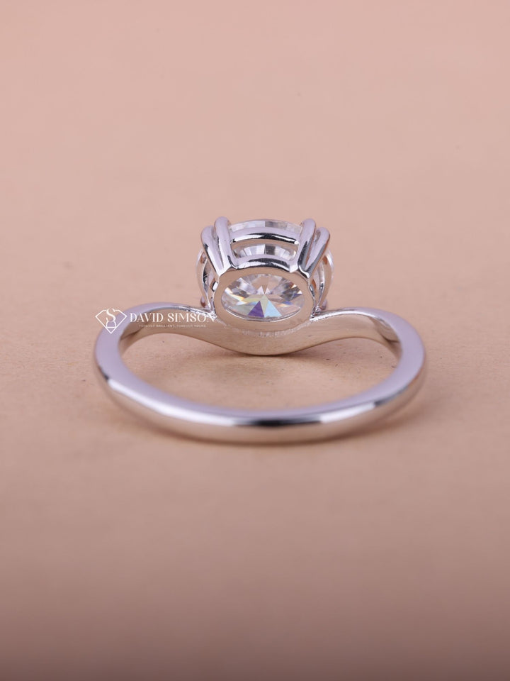 2.0CT-3.0CT East West Oval Cut Moissanite Diamond Wave Engagement Ring