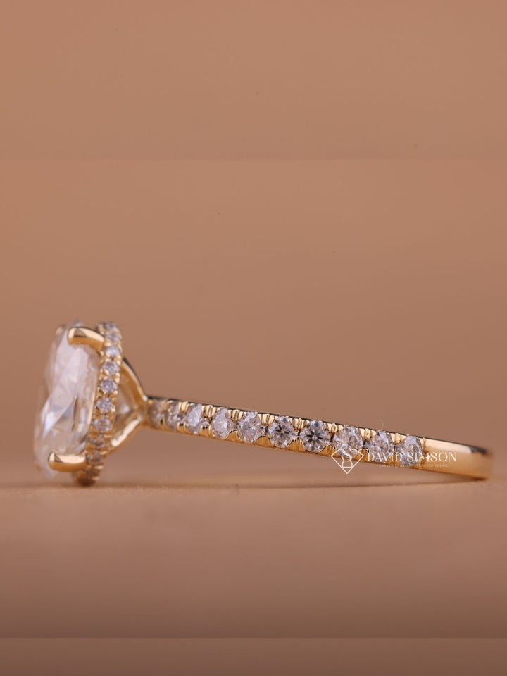 2.50CT-3.50CT Oval Cut Moissanite Diamond Hidden Halo Engagement Ring