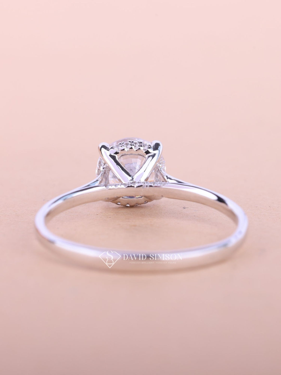 1.0CT-3.0CT Round Cut Moissanite Diamond Bridge Set Engagement Ring