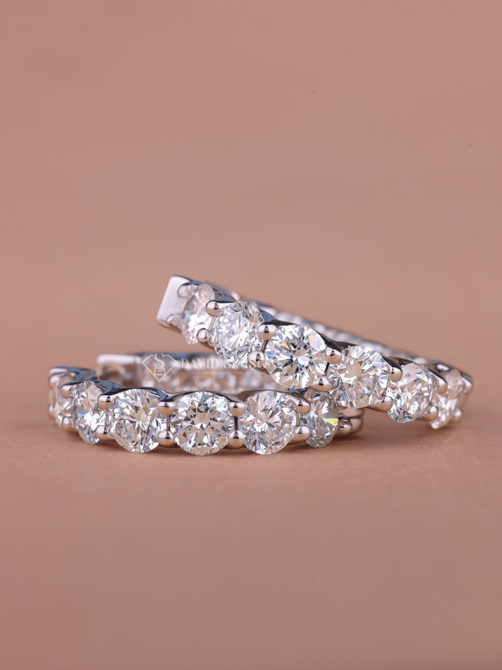 Round Cut Moissanite Diamond Hoops Earrings for Women