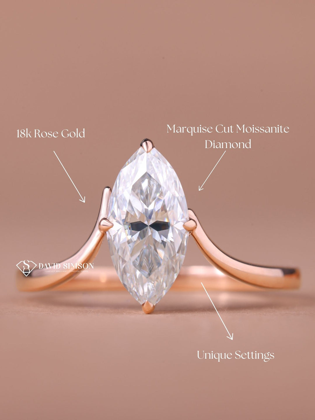2.0CT-4.0CT Marquise Cut Moissanite Eve Diamond Engagement Ring