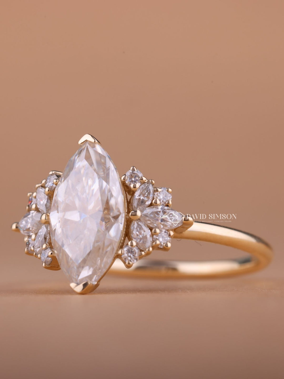 3.0CT-4.0CT Marquise Cut Moissanite Diamond Cluster Engagement Ring