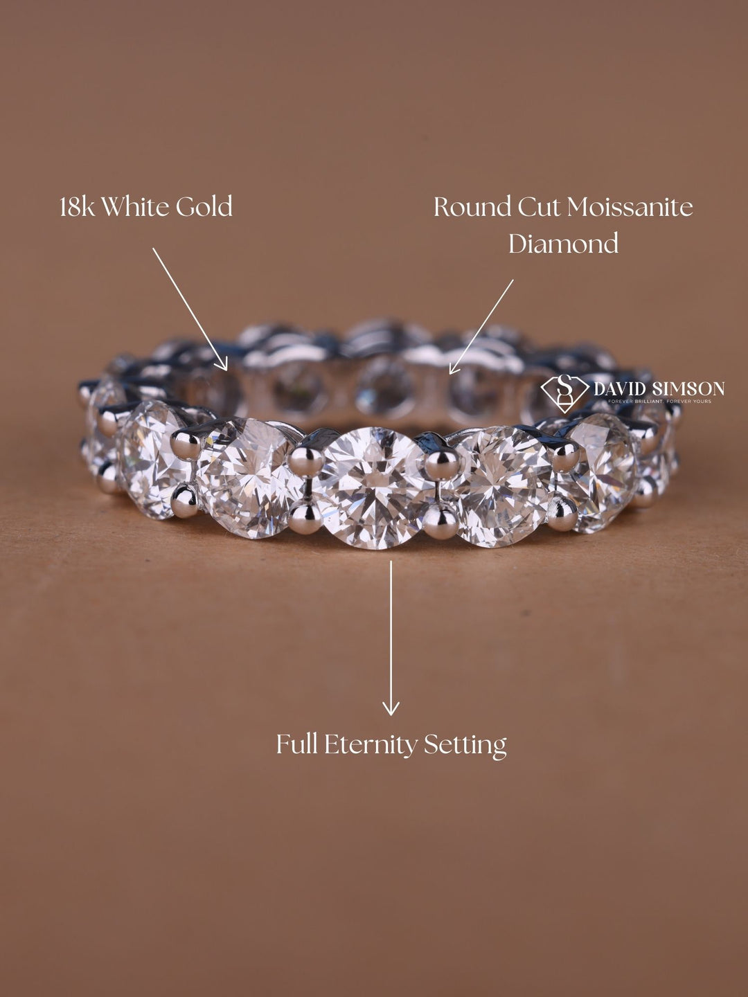 Round Cut Moissanite Diamond Full Eternity Matching Wedding Band