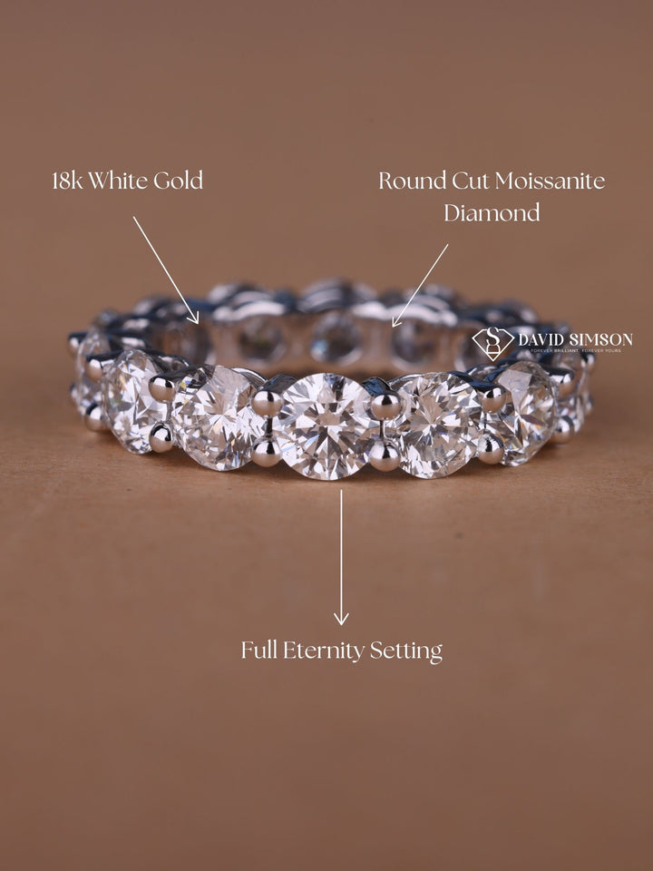 Round Cut Moissanite Diamond Full Eternity Matching Wedding Band