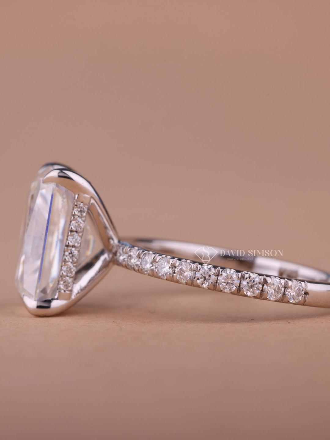 3.50CT-4.50CT Radiant Cut Moissanite Hidden Halo Diamond Engagement Ring