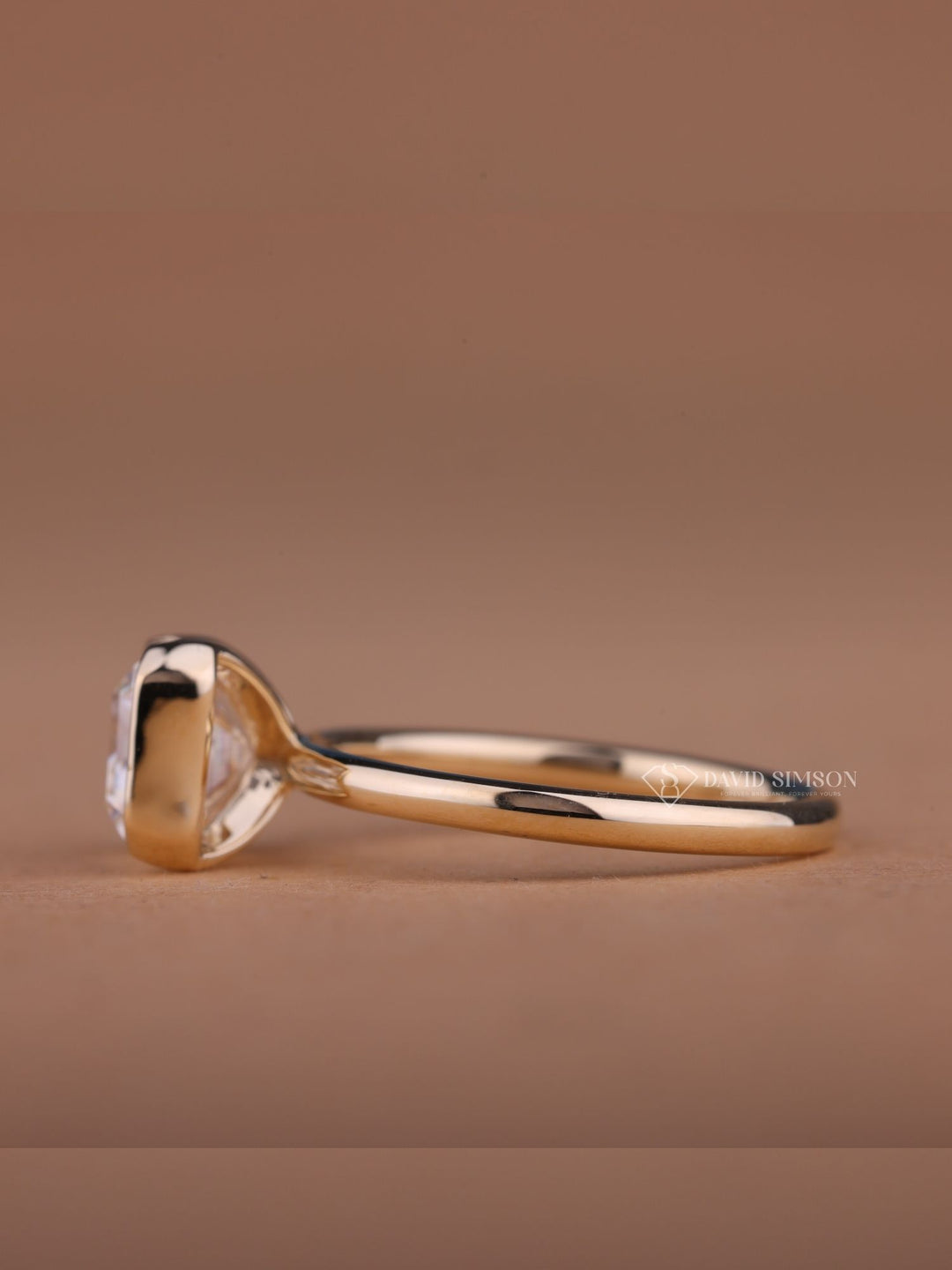 2.0CT-3.0CT East West Emerald Cut Moissanite Diamond Half Bezel Engagement Ring