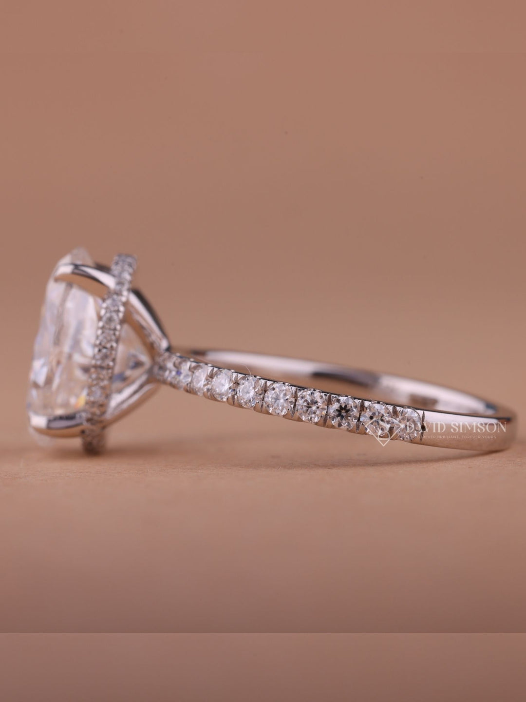 3.0CT-4.0CT Oval Cut Moissanite Hidden Halo Diamond Engagement Ring