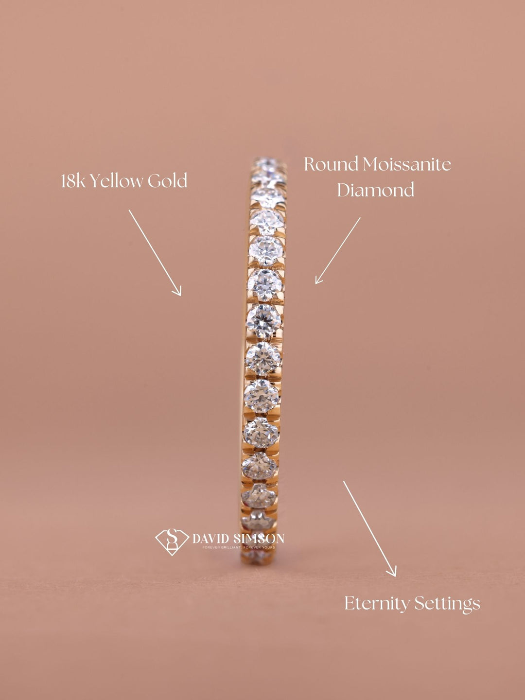 Round Cut Moissanite Diamond Full Eternity Wedding Band