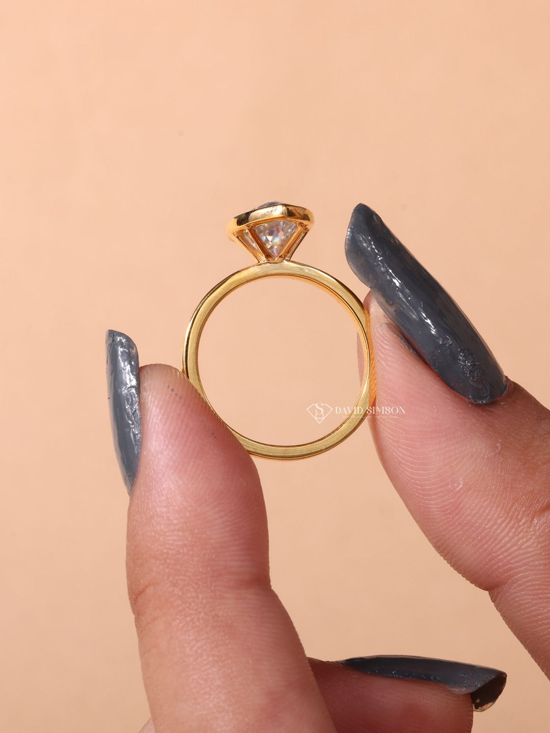 3.0CT-4.0CT Bezel Set Marquise Cut Moissanite Diamond Engagement Ring