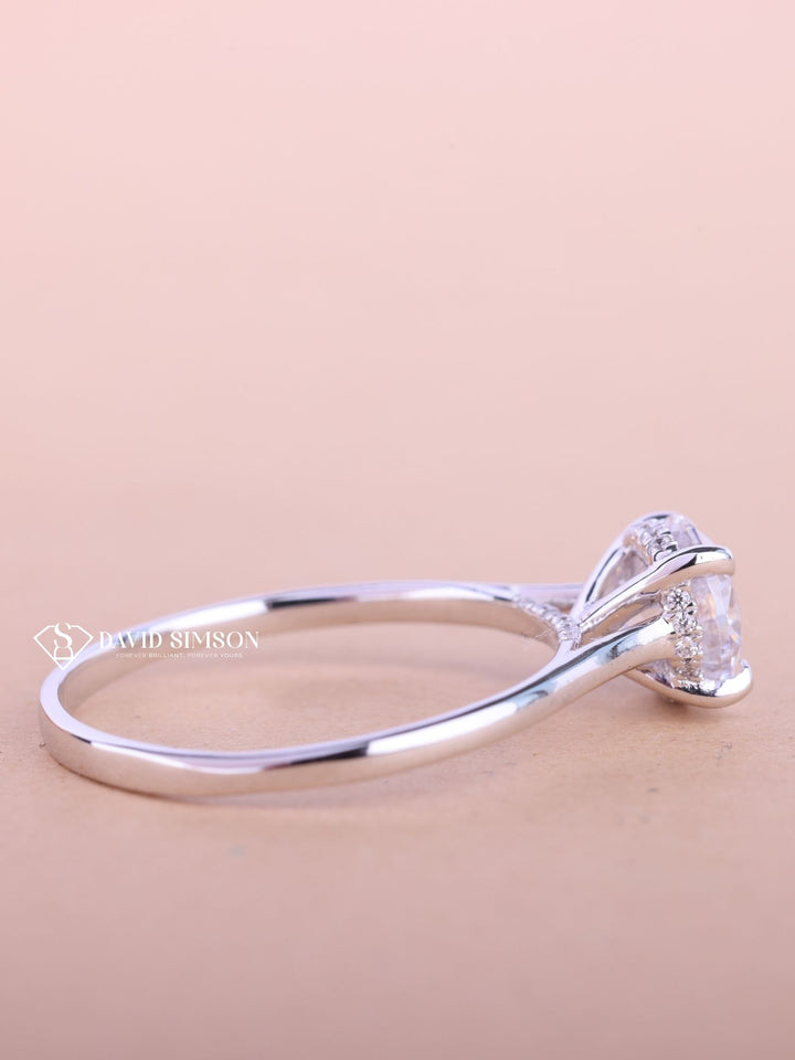 1.0CT-3.0CT Round Cut Moissanite Diamond Bridge Set Engagement Ring
