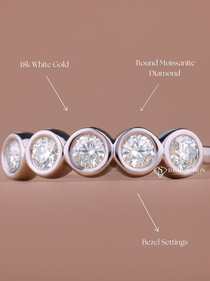 Bezel Set Round Cut Moissanite Diamond Eternity Wedding Band