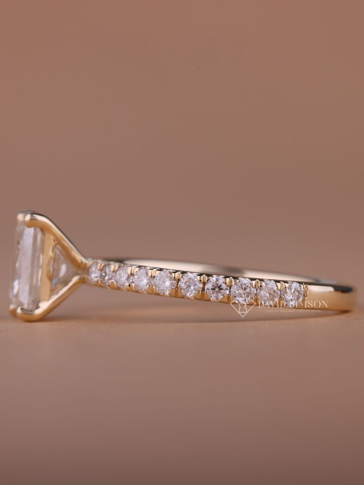 1.50CT-2.50CT Radiant Cut Moissanite Pave Diamond Engagement Ring