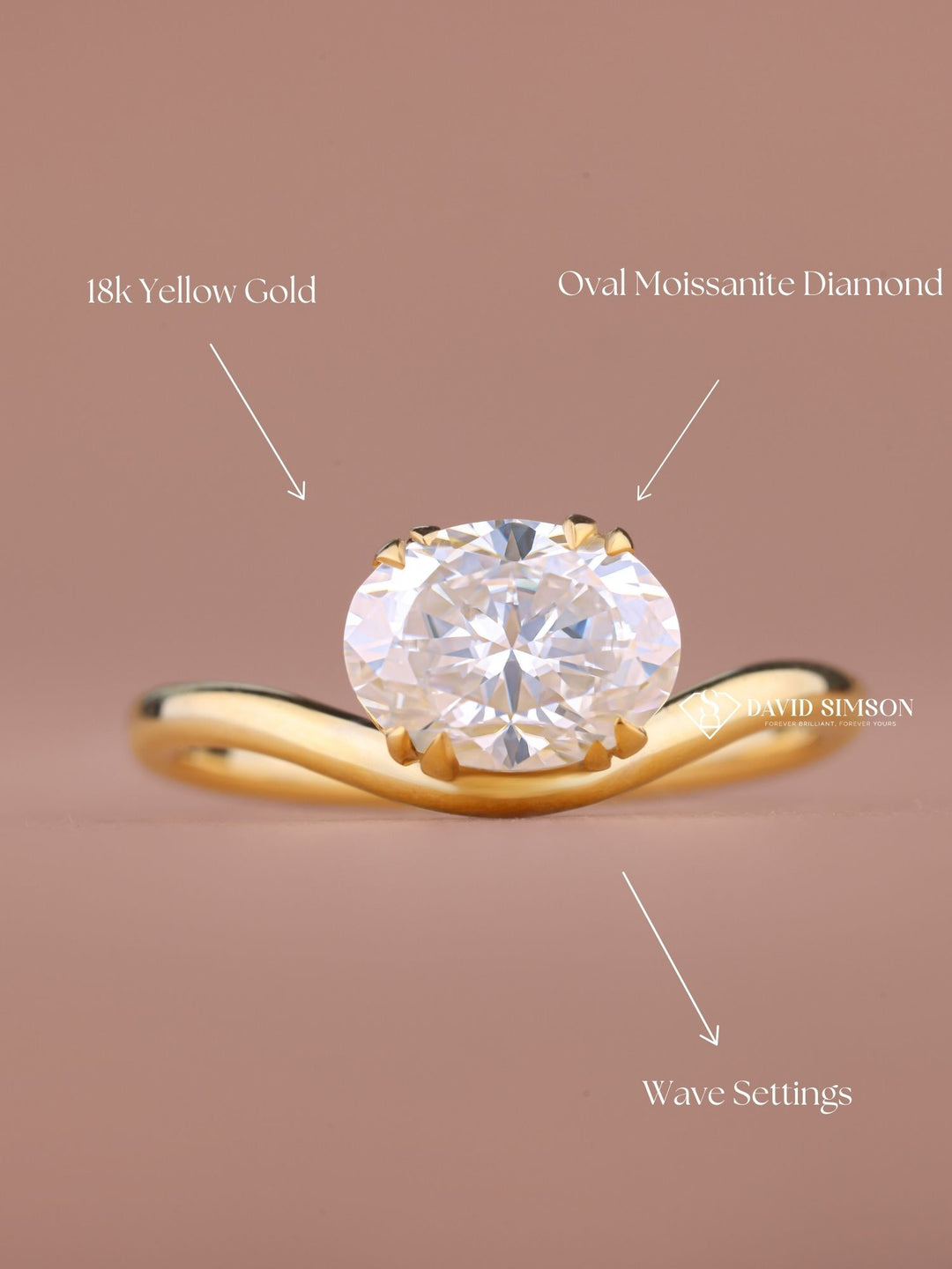 2.50CT-3.50CT East West Oval Cut Moissanite Wave Diamond Engagement Ring