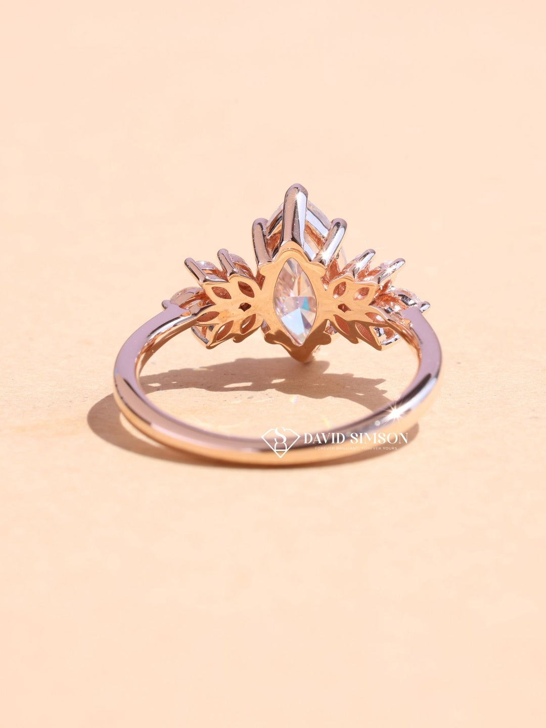 1.50CT-2.50CT Marquise Cut Moissanite Diamond Cluster Engagement Ring