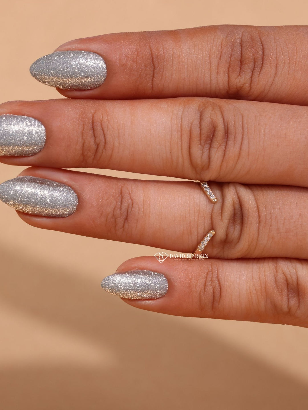 Round Cut Moissanite Diamond Open Curved Stacking Wedding Band