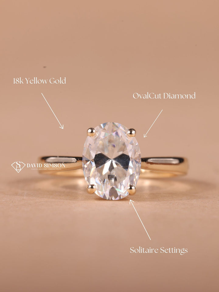 2.0CT-3.0CT Oval Cut Moissanite Diamond Solitaire Engagement Ring