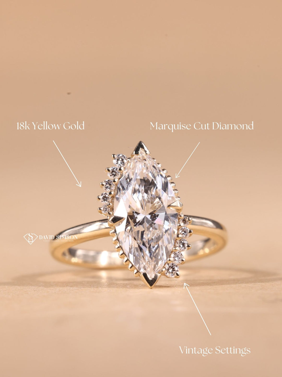 2.0CT-3.0CT Marquise Cut Moissanite Vintage Cluster Diamond Engagement Ring