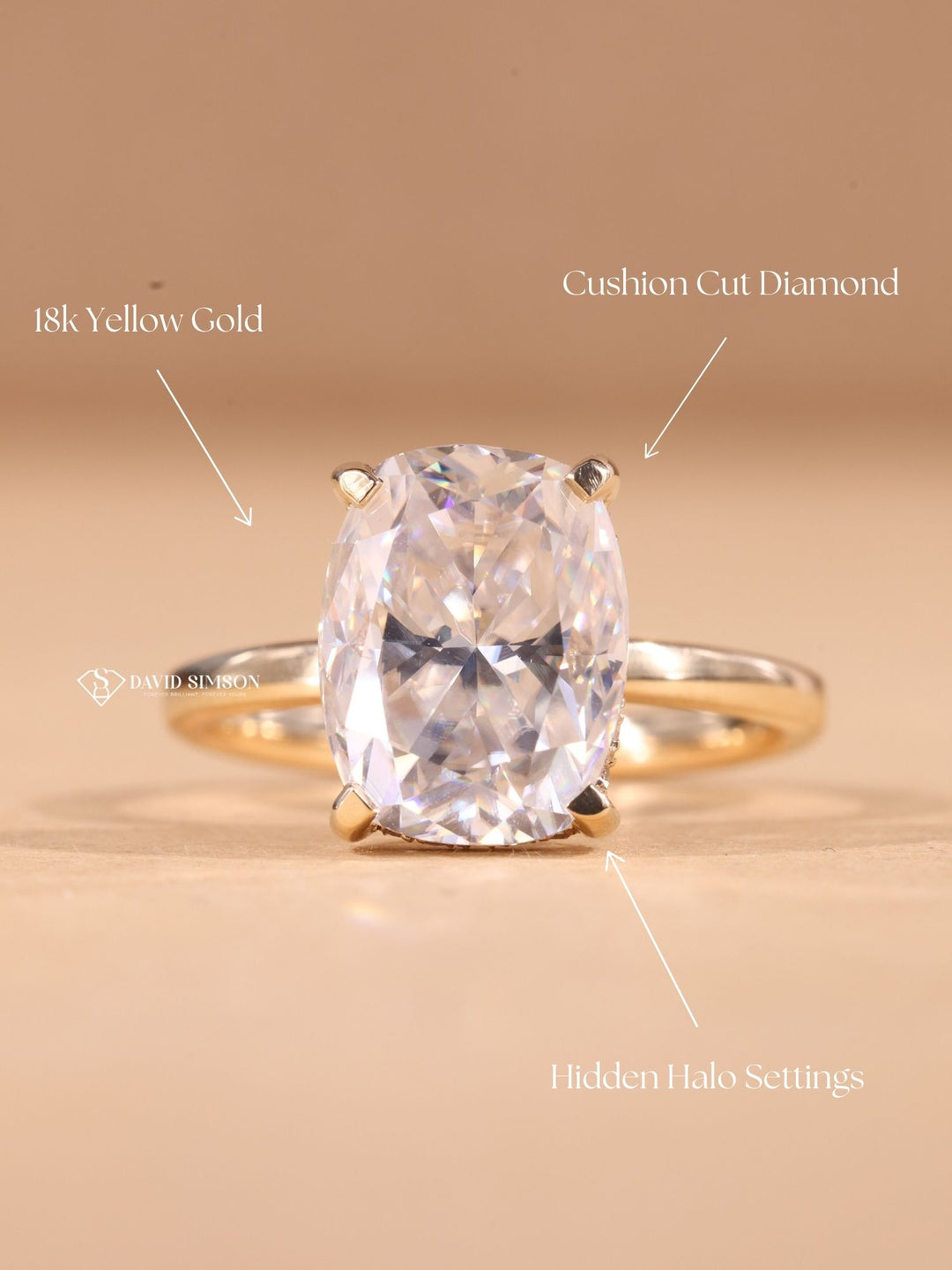 2.0CT-3.0CT Elongated Cushion Cut Diamond Hidden Halo Engagement Ring