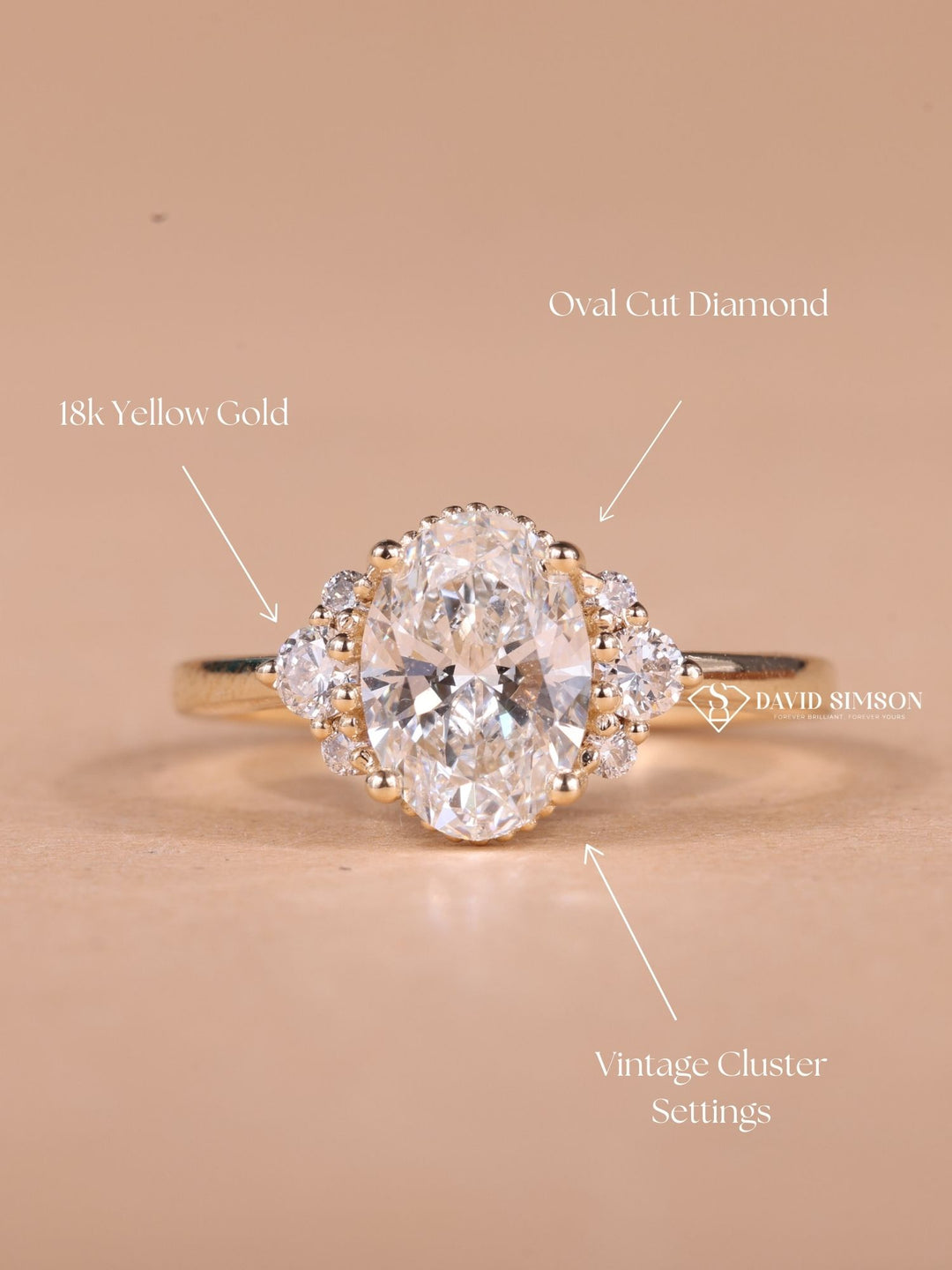 1.0CT-2.0CT Oval Cut Moissanite Diamond Cluster Engagement Ring for Her