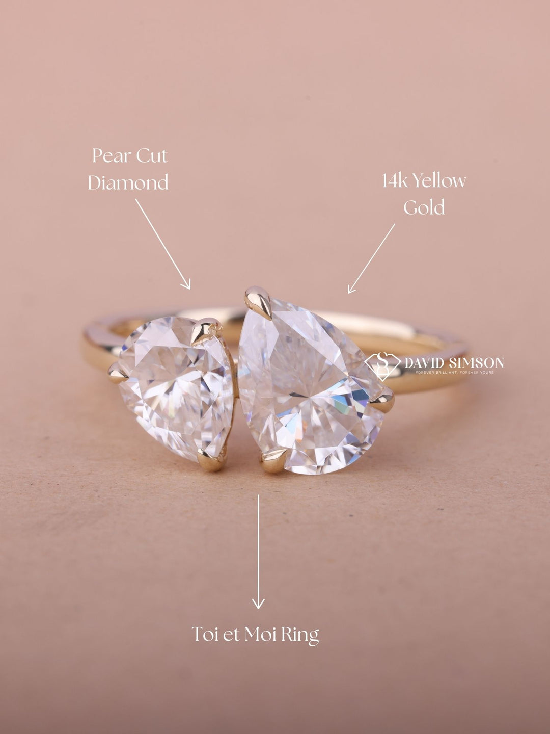 1.50CT-2.50CT Pear Cut Moissanite Toi et Moi Diamond Engagement Ring