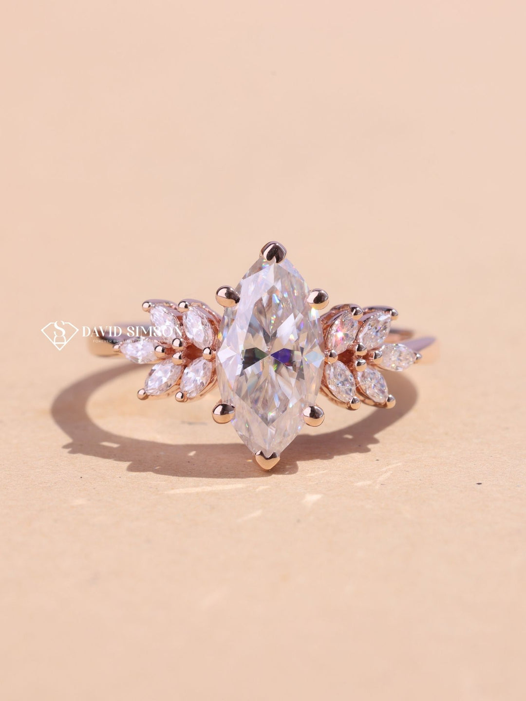 1.50CT-2.50CT Marquise Cut Moissanite Diamond Cluster Engagement Ring