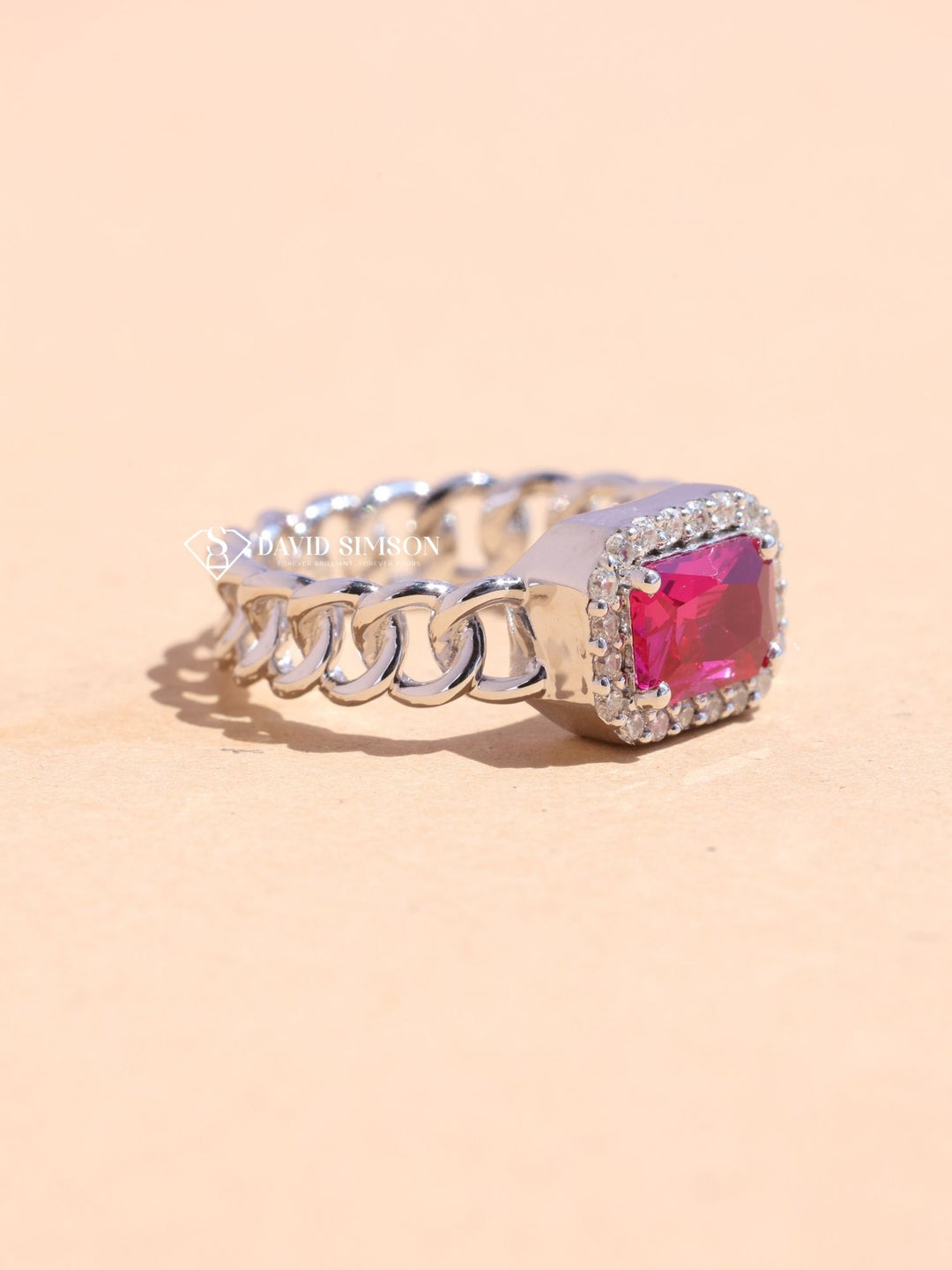 1.50CT-2.50CT East West Pink Radiant Cut Moissanite Diamond Halo Engagement Ring