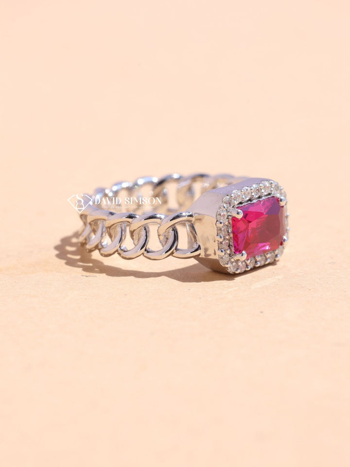 1.50CT-2.50CT East West Pink Radiant Cut Moissanite Diamond Halo Engagement Ring