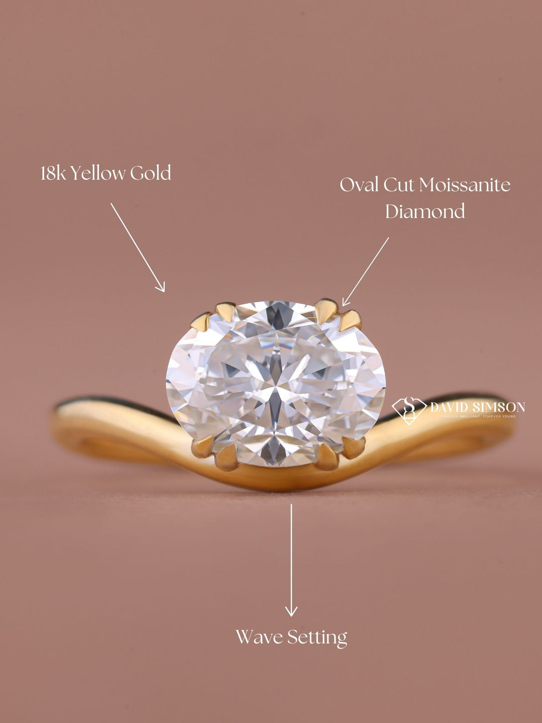 2.50CT-3.50CT Oval Cut Moissanite Diamond Unique Wave Engagement Ring