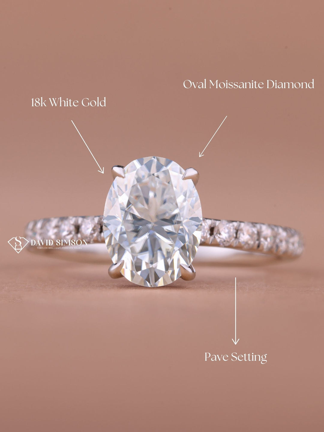 1.50CT-2.50CT Oval Cut Moissanite Hidden Halo & Pave Diamond Engagement Ring