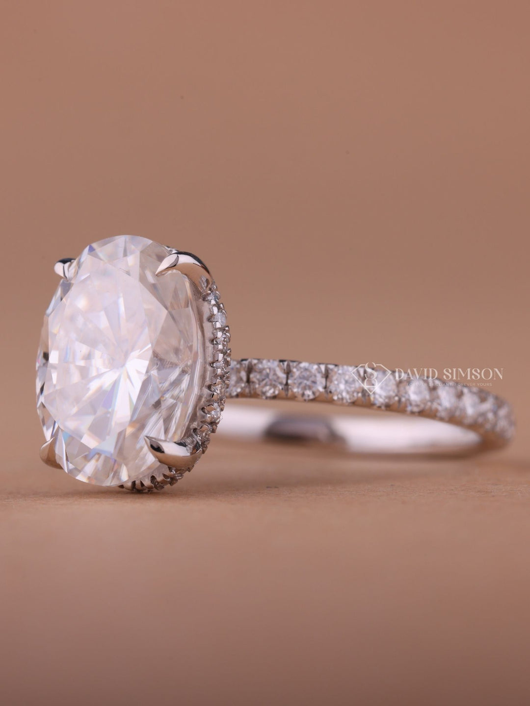 3.0CT-4.0CT Oval Cut Moissanite Hidden Halo Diamond Engagement Ring