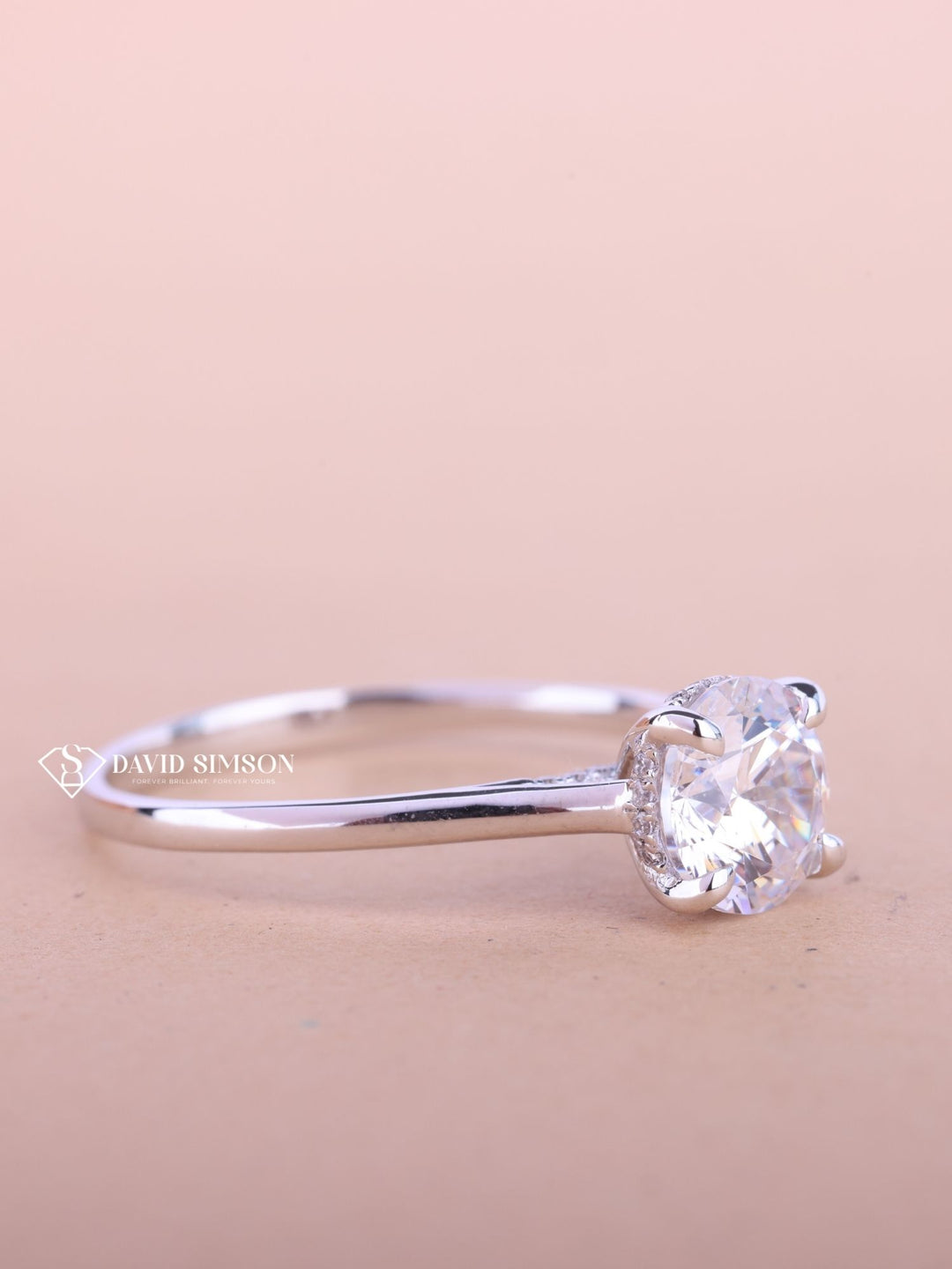 1.0CT-3.0CT Round Cut Moissanite Diamond Bridge Set Engagement Ring