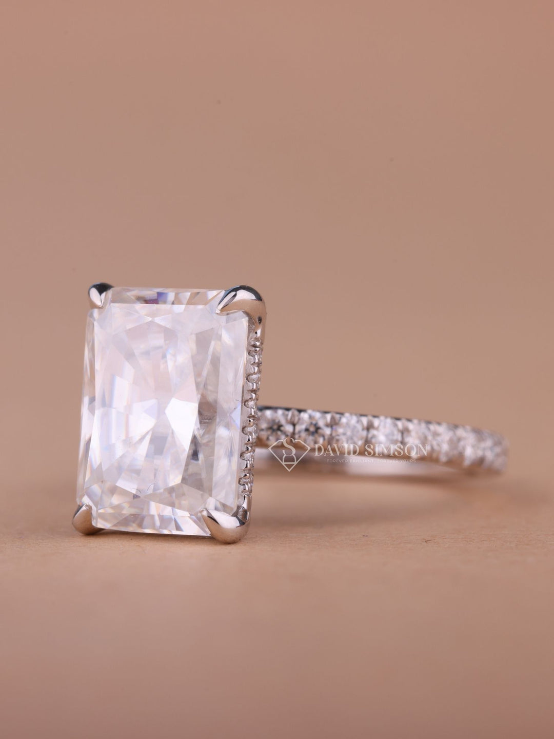 3.50CT-4.50CT Radiant Cut Moissanite Hidden Halo Diamond Engagement Ring