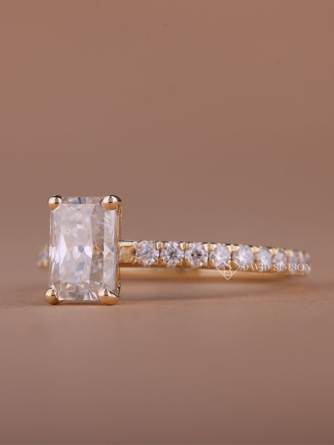 1.50CT-2.50CT Radiant Cut Moissanite Pave Diamond Engagement Ring