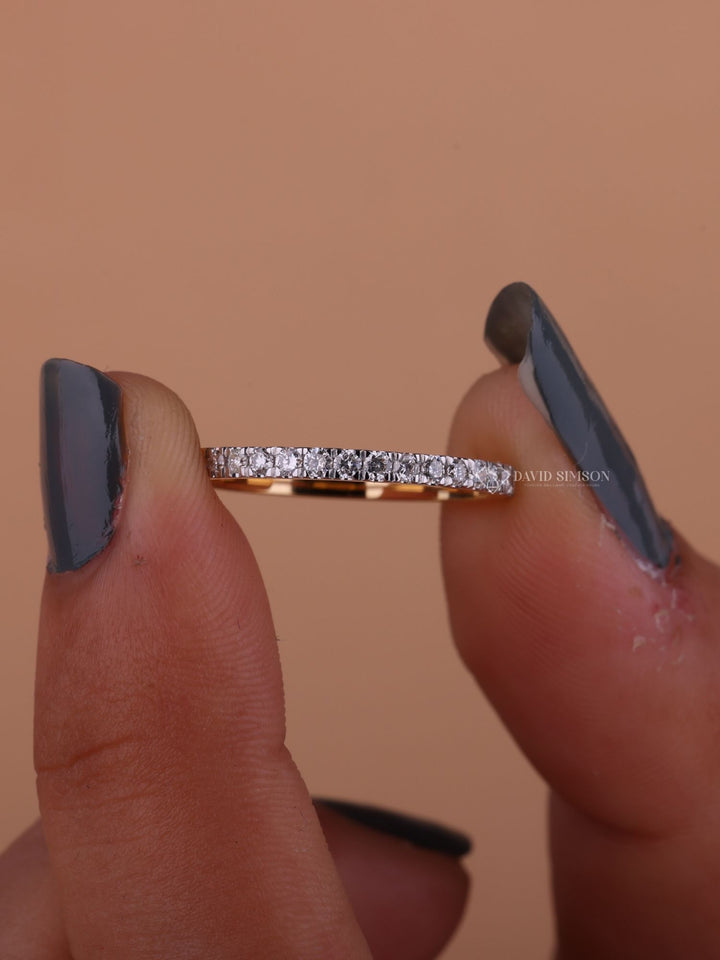 Round Cut Moissanite Diamond Eternity Stacking Wedding Band for Her