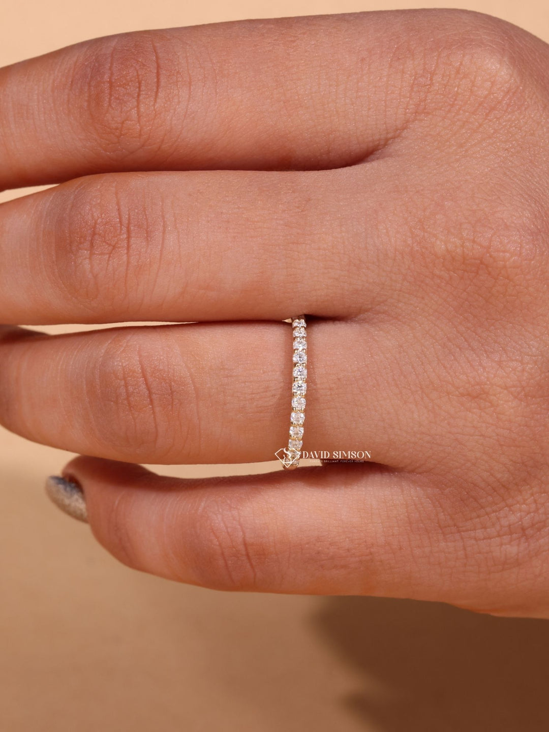 Round Cut Moissanite Diamond Stacking Half Eternity Wedding Band