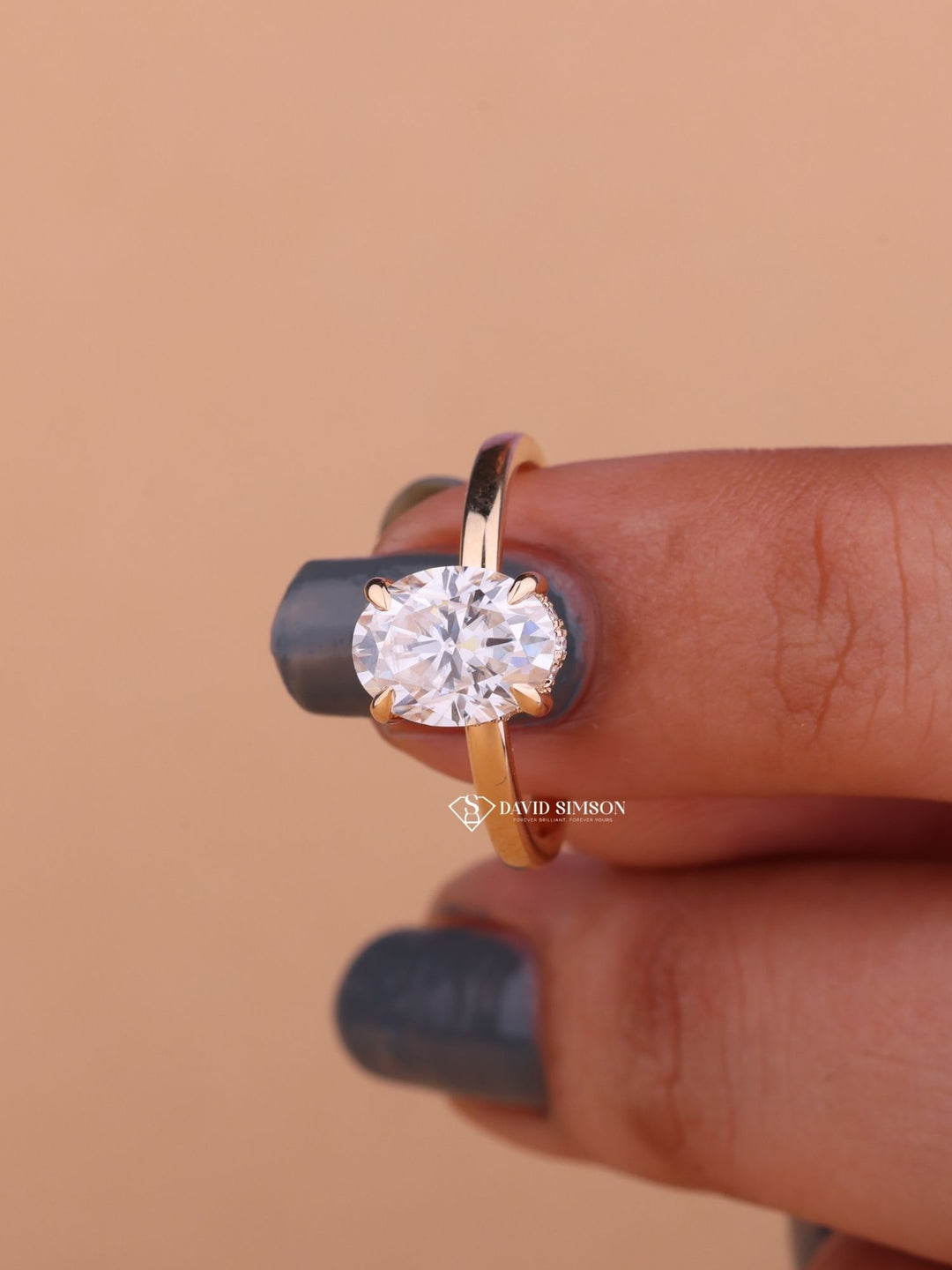 2.0CT-3.0CT Oval Cut Moissanite Diamond Hidden Halo Engagement Ring