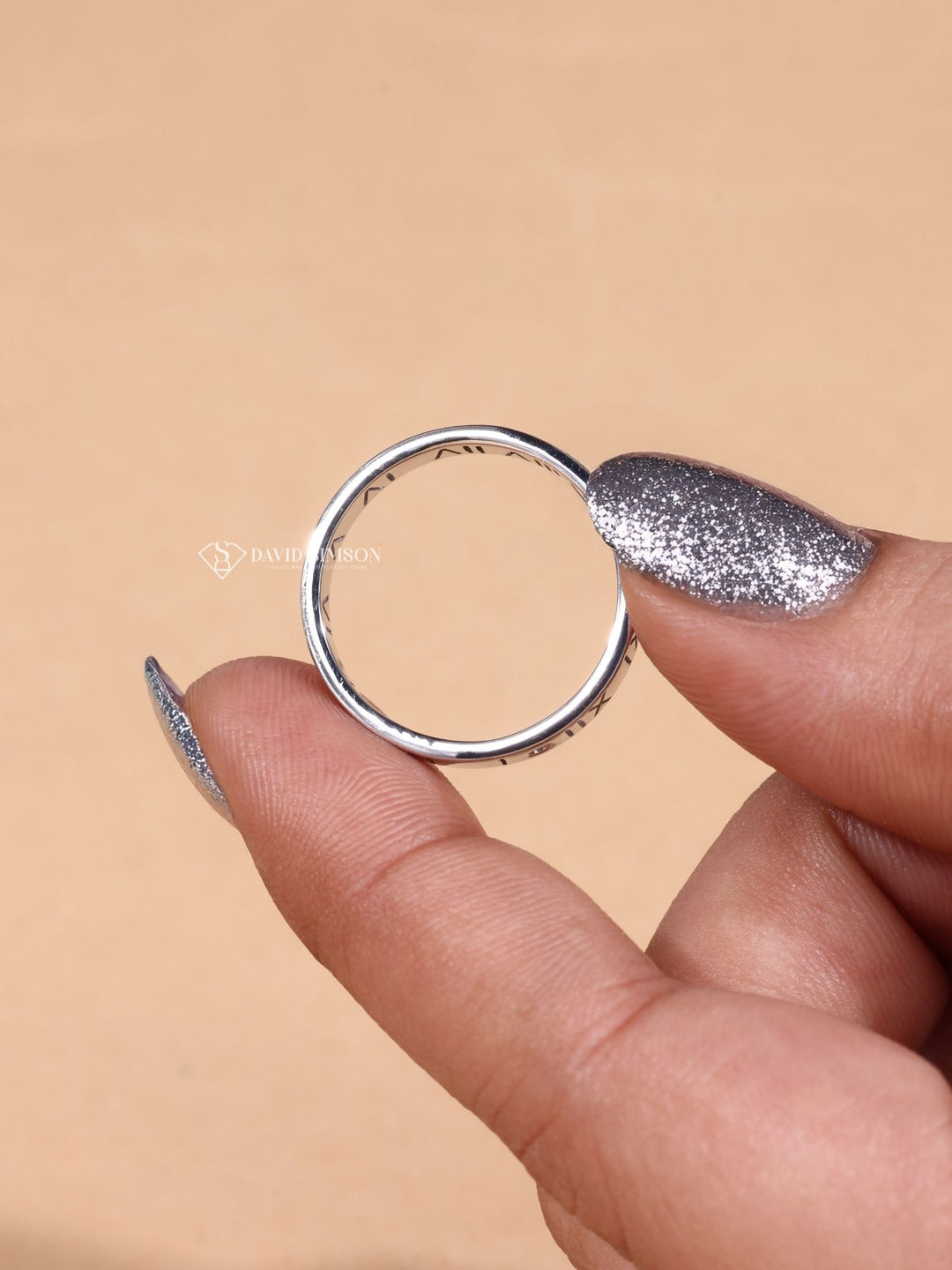 Round Cut Moissanite Diamond Plain White Gold Men's Wedding Ring