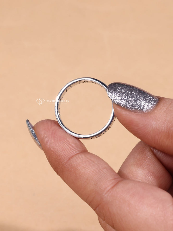 Round Cut Moissanite Diamond Plain White Gold Men's Wedding Ring