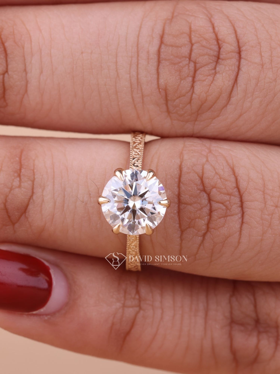 2.0CT-4.0CT Round Cut Vintage Pave Moissanite Engagement Ring
