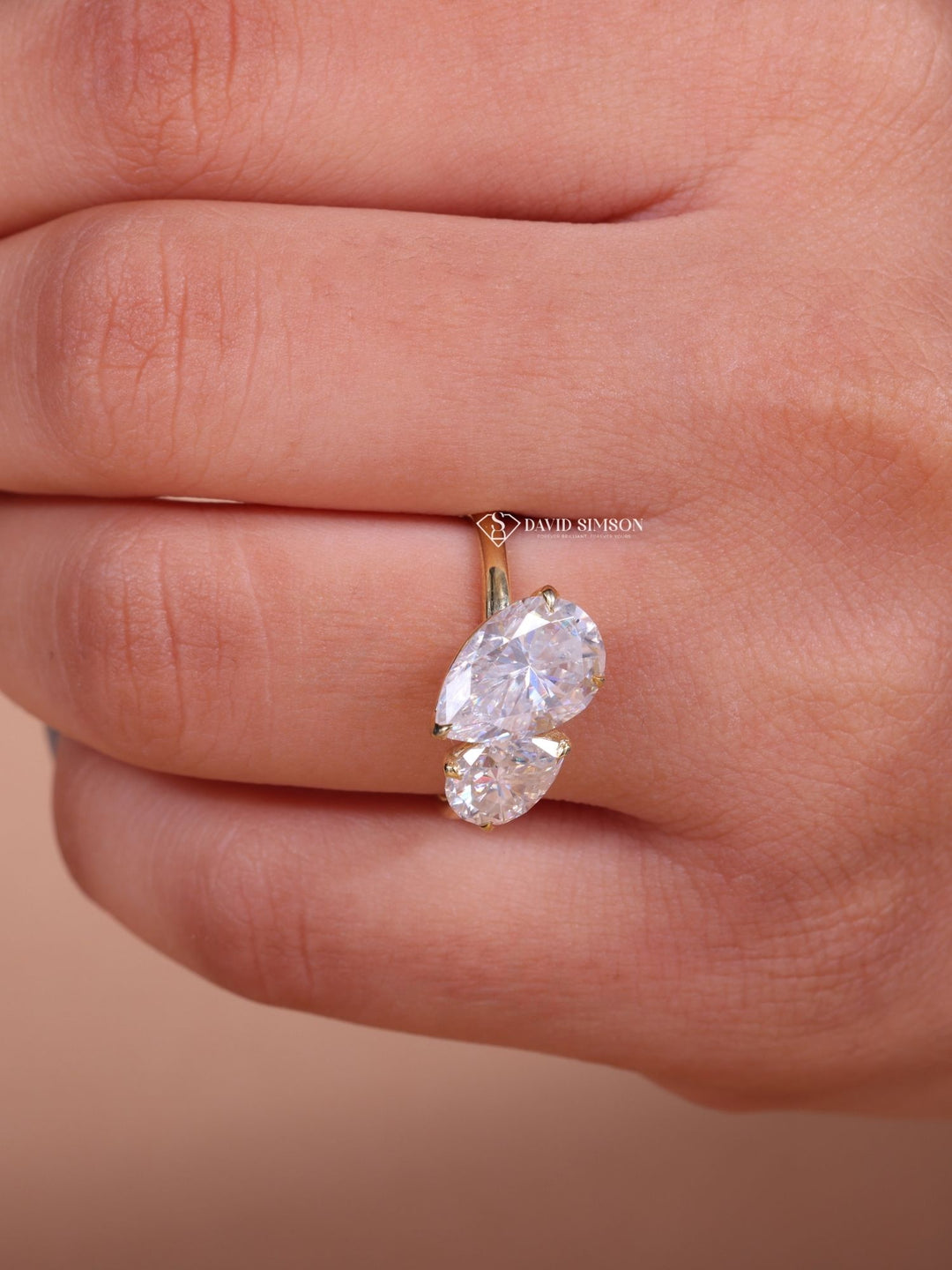 2.50CT Pear Cut Moissanite Diamond Toi et Moi Engagement Ring for Her