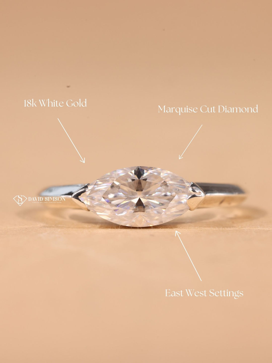 1.50CT-2.50CT East West Marquise Cut Moissanite Diamond Engagement Ring