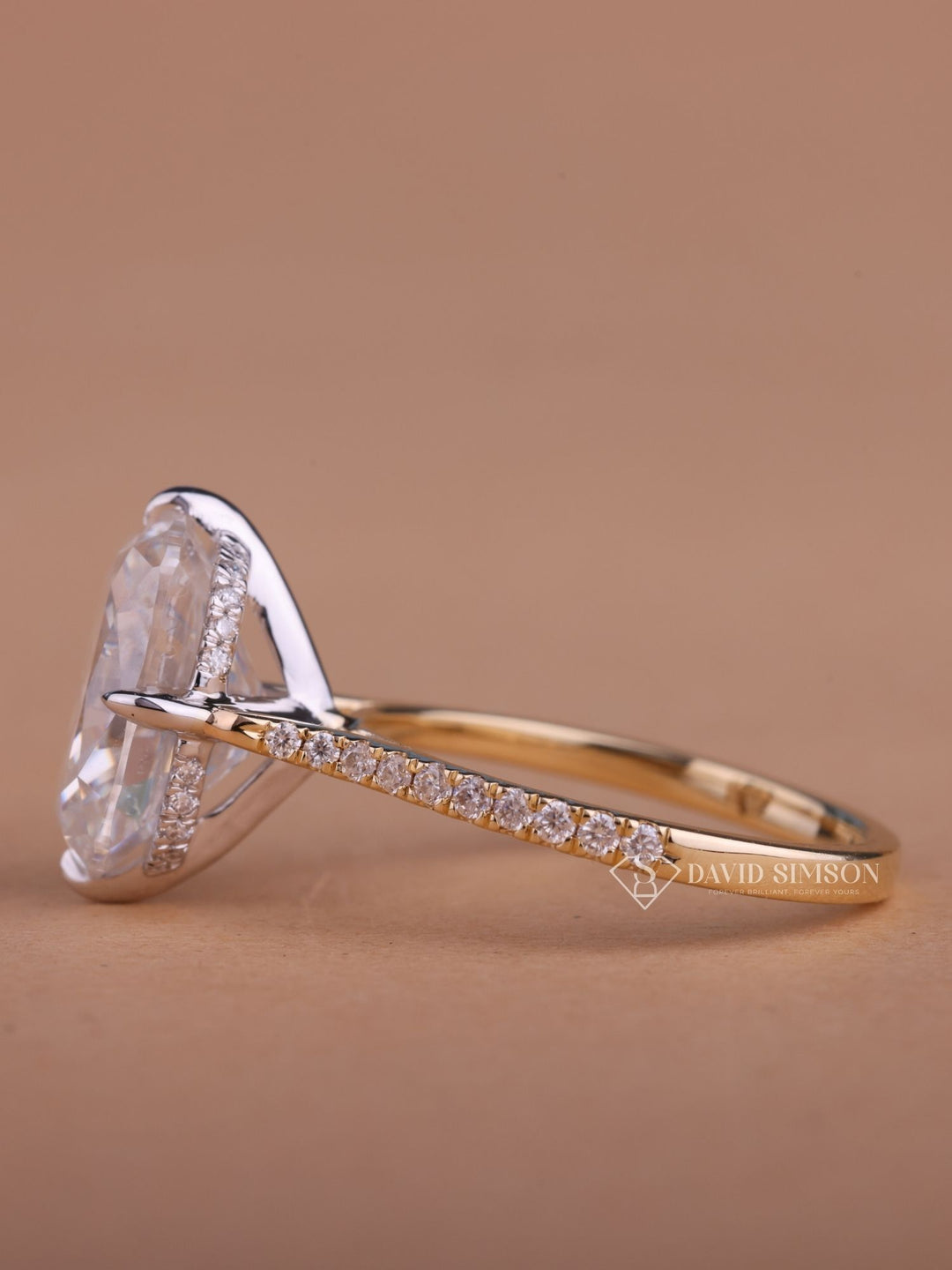 4.0CT-6.0CT Cushion Cut Moissanite Diamond Hidden Halo Engagement Ring